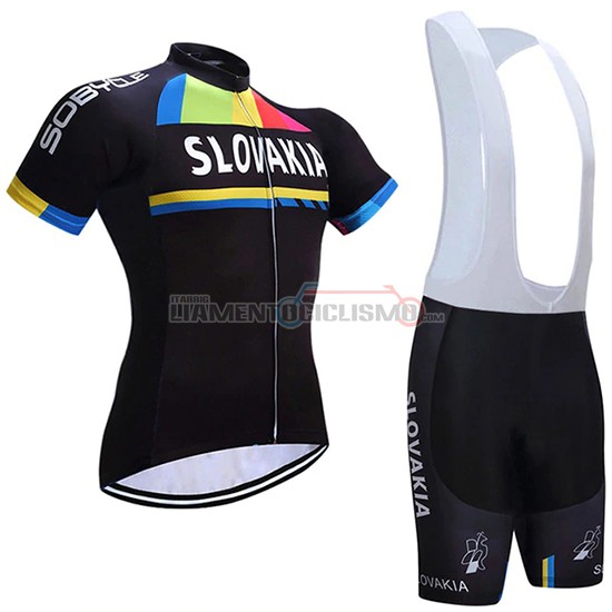 Abbigliamento Ciclismo Slovacchia Manica Corta 2019 Nero